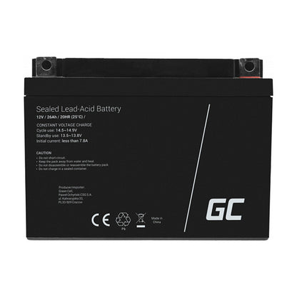 Green Cell AGM VRLA 12V 26Ah maintenance-free battery for mower, scooter, boat, wheelchair