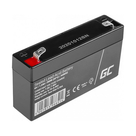 Green Cell AGM VRLA 6V 1.2Ah maintenance-free battery for the alarm system, cash register, toys