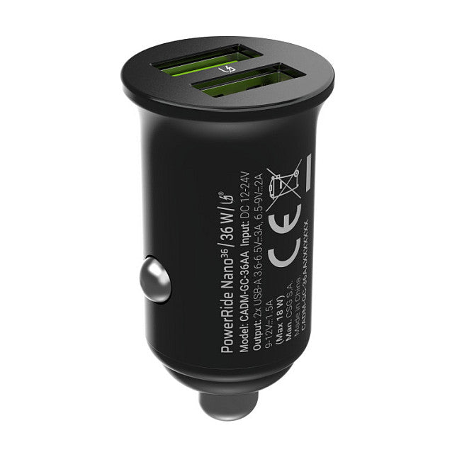 Green Cell Autoladegert 36W GC PowerRide Nano36 mit 2x USB-A Ultra Charge Schnellladung