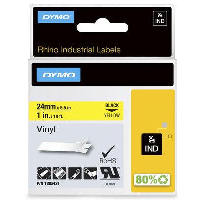 Dymo Rhino 6000+ Vinyl 24 mm x 5,5 m schwarz auf gelb
