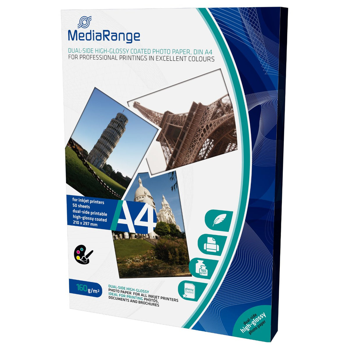 MediaRange Foto Papier hochglänzend A4 160g 50 Blatt Dual