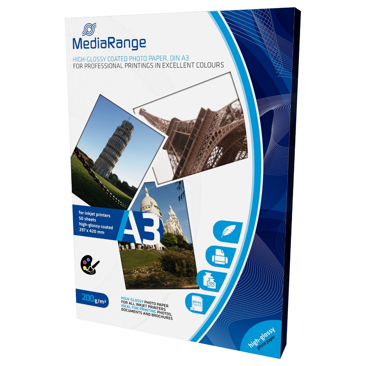 MediaRange Foto Papier hochglänzend A3 200g 50 Blatt