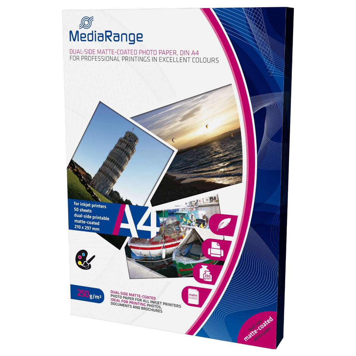 MediaRange Foto Papier matt coated A4 250g 50 Blatt Dual