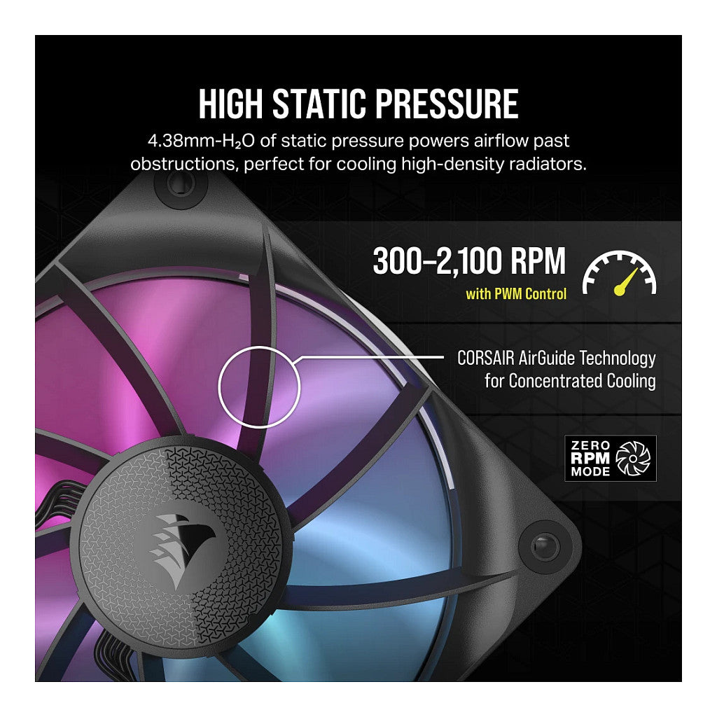 Corsair ICUE LINK RX120 RGB Black 3-pack 120mm Housing Fans
