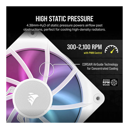 Corsair Fan 120x120x25 RX120 RGB ICUE Link White Triple