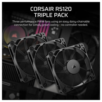 Corsair RS Series 120 PWM Fan 3-pack 120mm Black