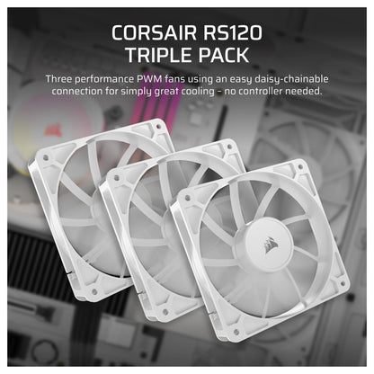 Corsair RS Series 120 PWM Fan 3-pack 120mm White