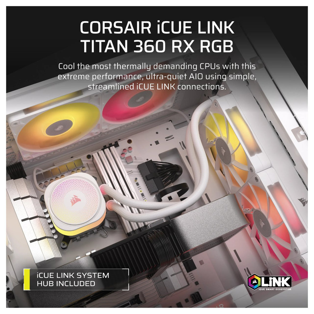 K CORSAIR iCUE LINK Titan 360 RX RGB weiß | AiO-Wasserkühlung