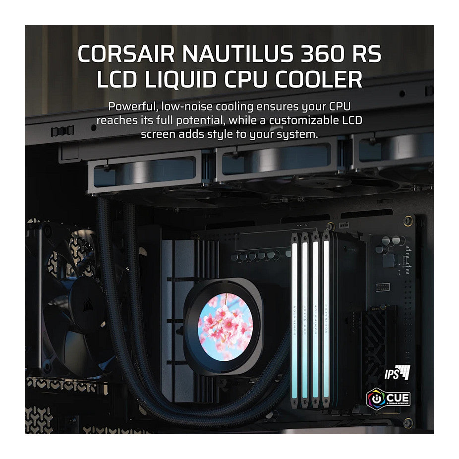 K CORSAIR NAUTILUS 360 RS LCD Black AiO Water Cooling