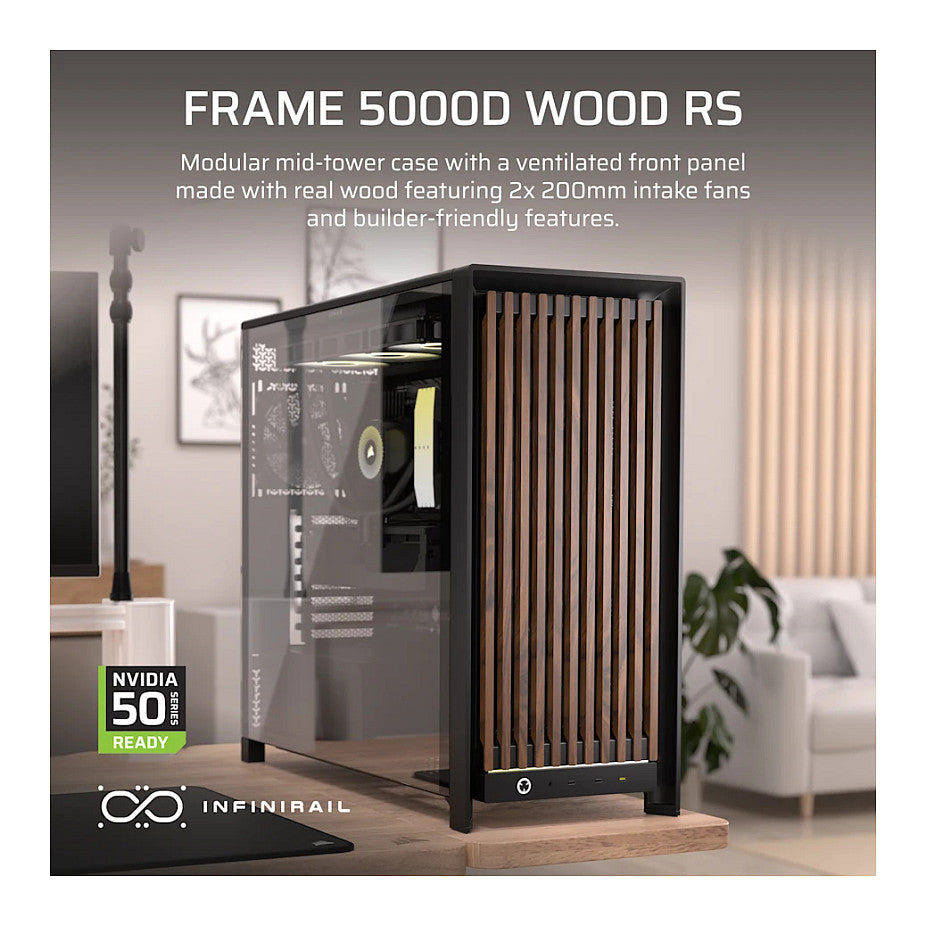 CORSAIR Geh FRAME 5000D Wood RS Performance Black/Walnut