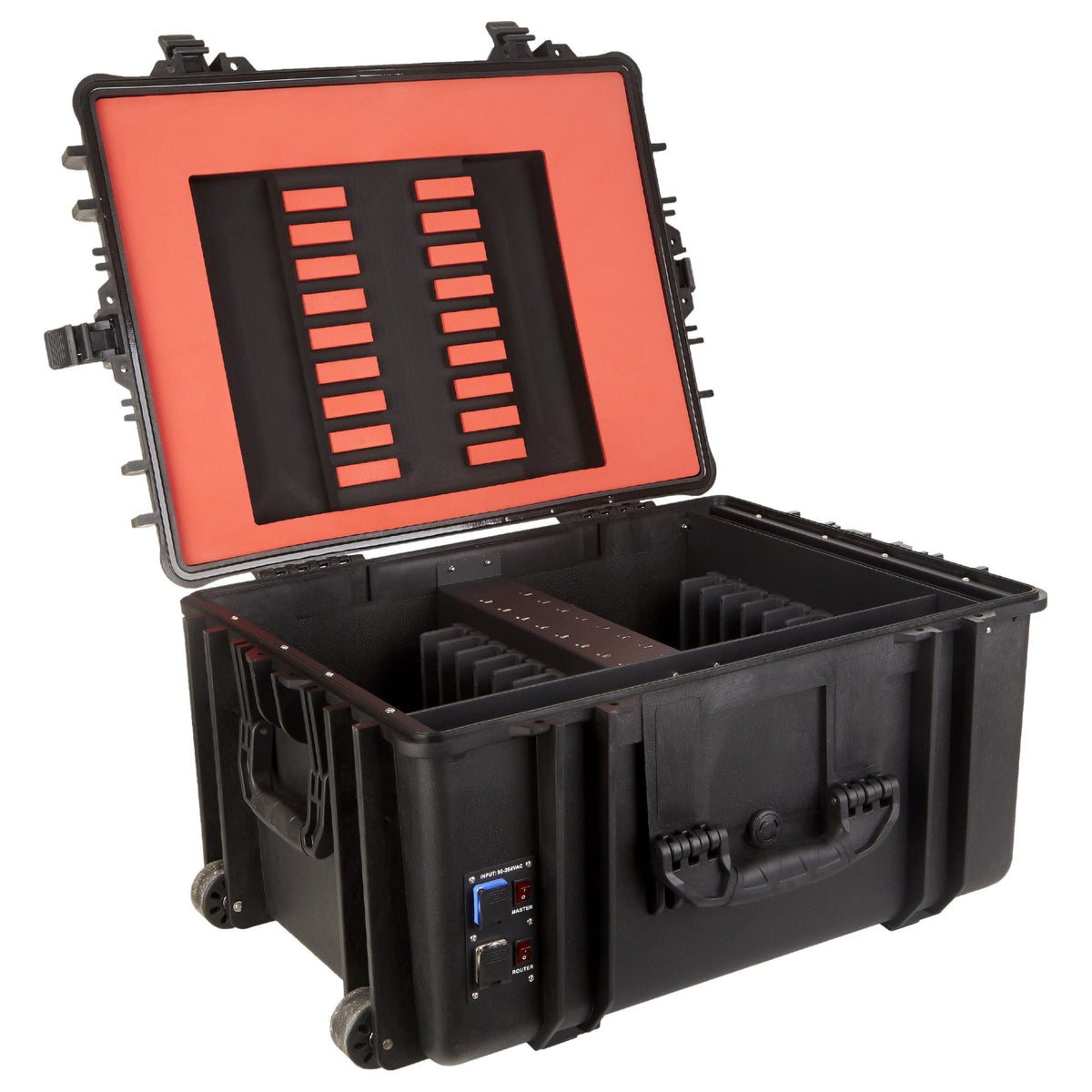 DEQSTER KT16C-PD (Schnellladefunktion) für 16 iPads, nur laden, Schwarz/Orange, 16 in 1, 1,8m, USB-C PD, 10-744121