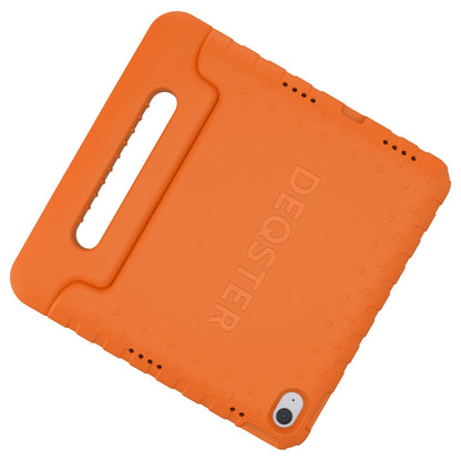 Deqster Kids Case Tablethülle & Schutzglas f. iPad 10./11.Gen Kindersicher & robust, Integrierte Stylus-Halterung, 9H Displayschutzglas, Orange
