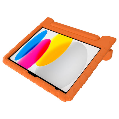 Deqster Kids Case Tablethülle & Schutzglas f. iPad 10./11.Gen Kindersicher & robust, Integrierte Stylus-Halterung, 9H Displayschutzglas, Orange