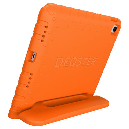 Deqster Kids Case Tablethülle & Schutzglas f. iPad 10./11.Gen Kindersicher & robust, Integrierte Stylus-Halterung, 9H Displayschutzglas, Orange