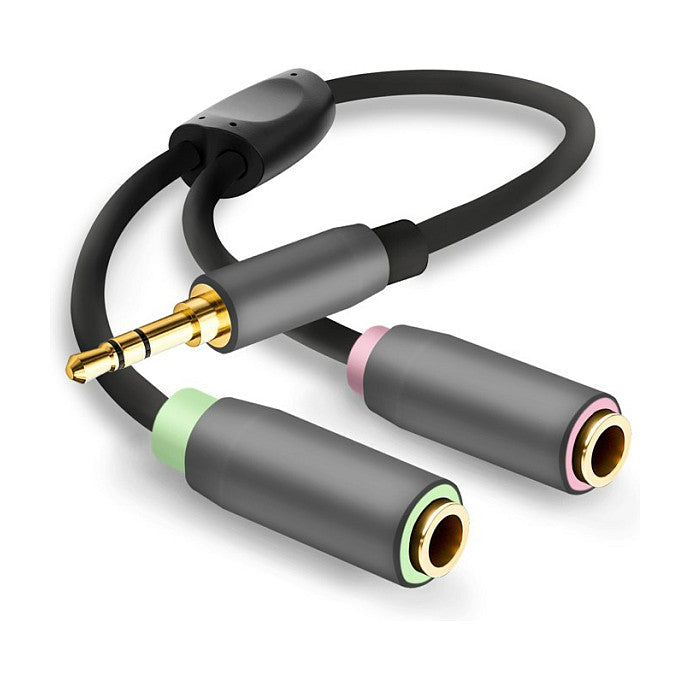 helos Adapterkabel, Klinke 3,5mm Stecker/2x Klinke 3,5mm Buchse,PREMIUM, schwarz