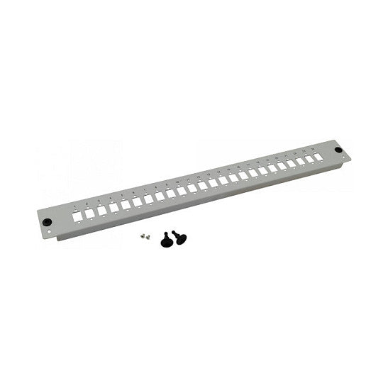 helos LWL 19" Breakoutbox Frontplatte 24-fach Blende unbestckt, grau