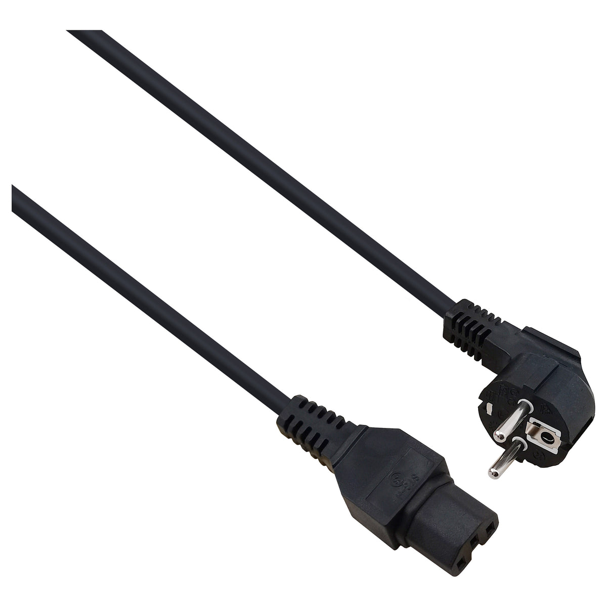 helos Netzanschlusskabel, Schutzkontaktstecker 90 auf C15, schwarz, 1,8m
