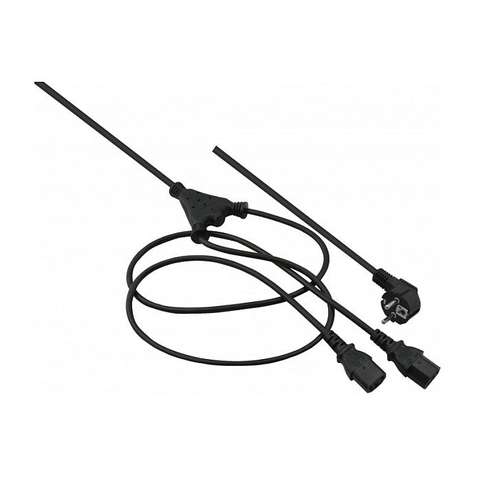 helos Netzanschluss-Y-Kabel, Schutzkontaktstecker auf 2 x C13, schwarz, 2,0m