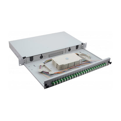 helos LWL 19" Spleissbox 24 x LC/APC Duplex OS2, spleifertig, grau