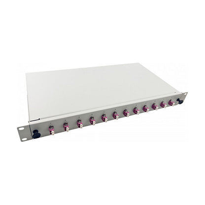 helos LWL 19" Spleissbox 12 x LC Duplex OM4, spleifertig, grau