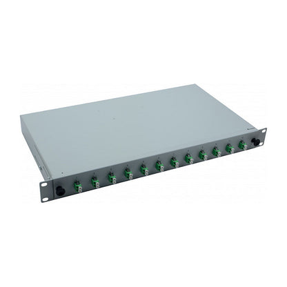 helos LWL 19" Spleissbox 12 x LC/APC Duplex OS2, spleifertig, grau
