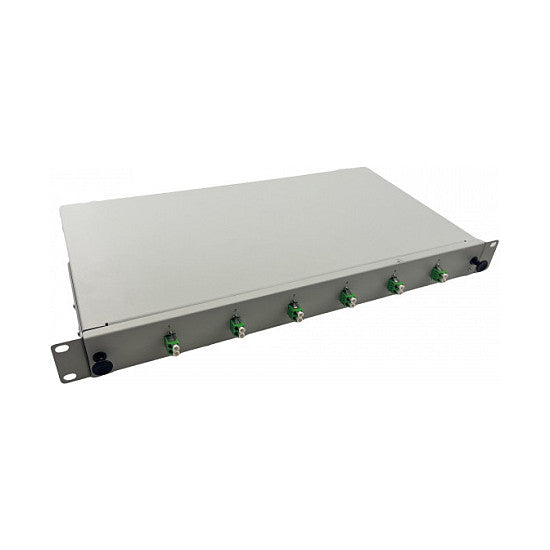 helos LWL 19" Spleissbox 6 x LC/APC Duplex OS2, spleifertig, grau