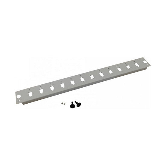 helos LWL 19" Breakoutbox Frontplatte 12-Fach Blende unbestckt, grau
