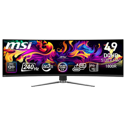 124,5 cm (49") 5120 x 1440 Pixel MSI 9S6-3FA84T-016 32:9 Dual QHD QD-OLED 0,03 ms 240 Hz HDR DisplayPort HDMI USB-Hub Height VESA