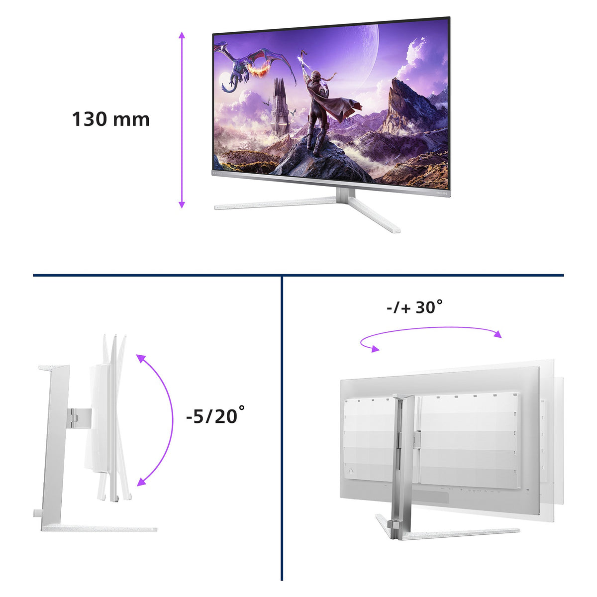80 cm (31.5") 3840 x 2160 Pixel Philips 32M2N8900P/00 16:9 4K Ultra HD OLED 0,03 ms 240 Hz HDR DisplayPort HDMI USB-Hub Pivot Height VESA Speaker