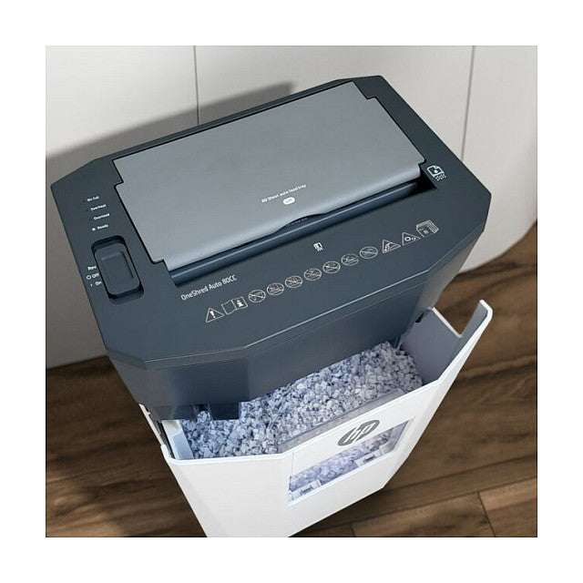 HP OneShred Auto 80CC Aktenvernichter mit Partikelschnitt bis 80 Blatt weiß