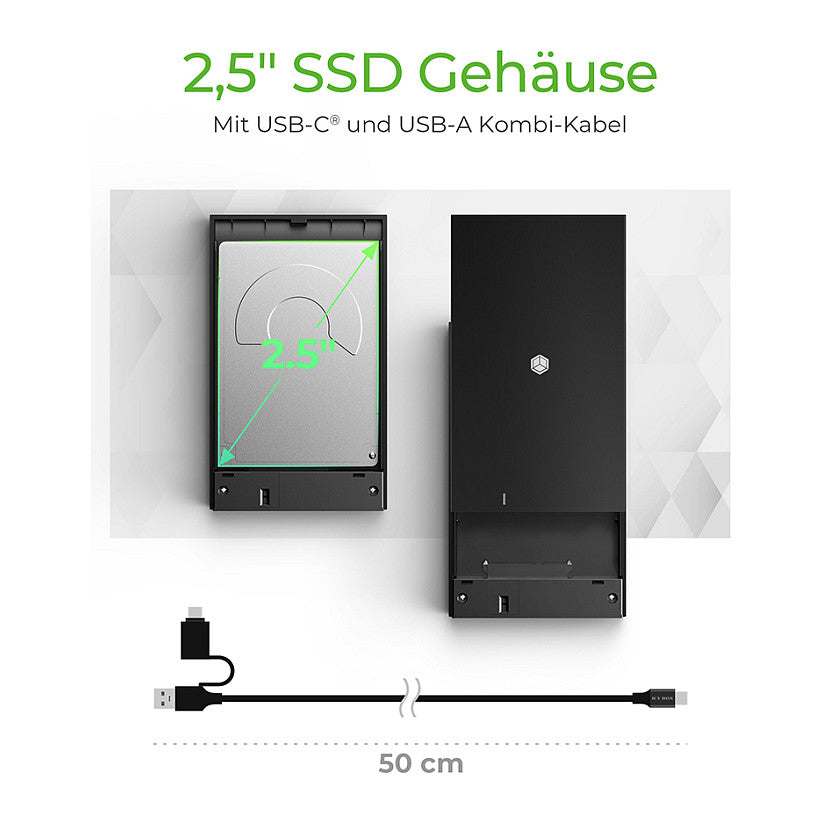 Festplattengehäuse 2.5" SATA Gehäuse USB3.2 ICY BOX Black