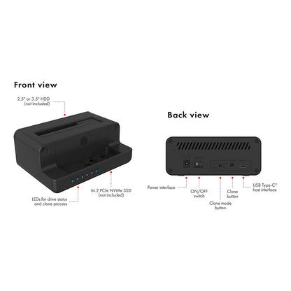 ICY BOX IB-2914MSCL-C31 Klon- und DockingStation für M.2 NVMe SSD und 3.5"/2.5" SATA HDD/SSD