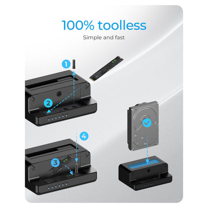 ICY BOX IB-2914MSCL-C31 Klon- und DockingStation für M.2 NVMe SSD und 3.5"/2.5" SATA HDD/SSD