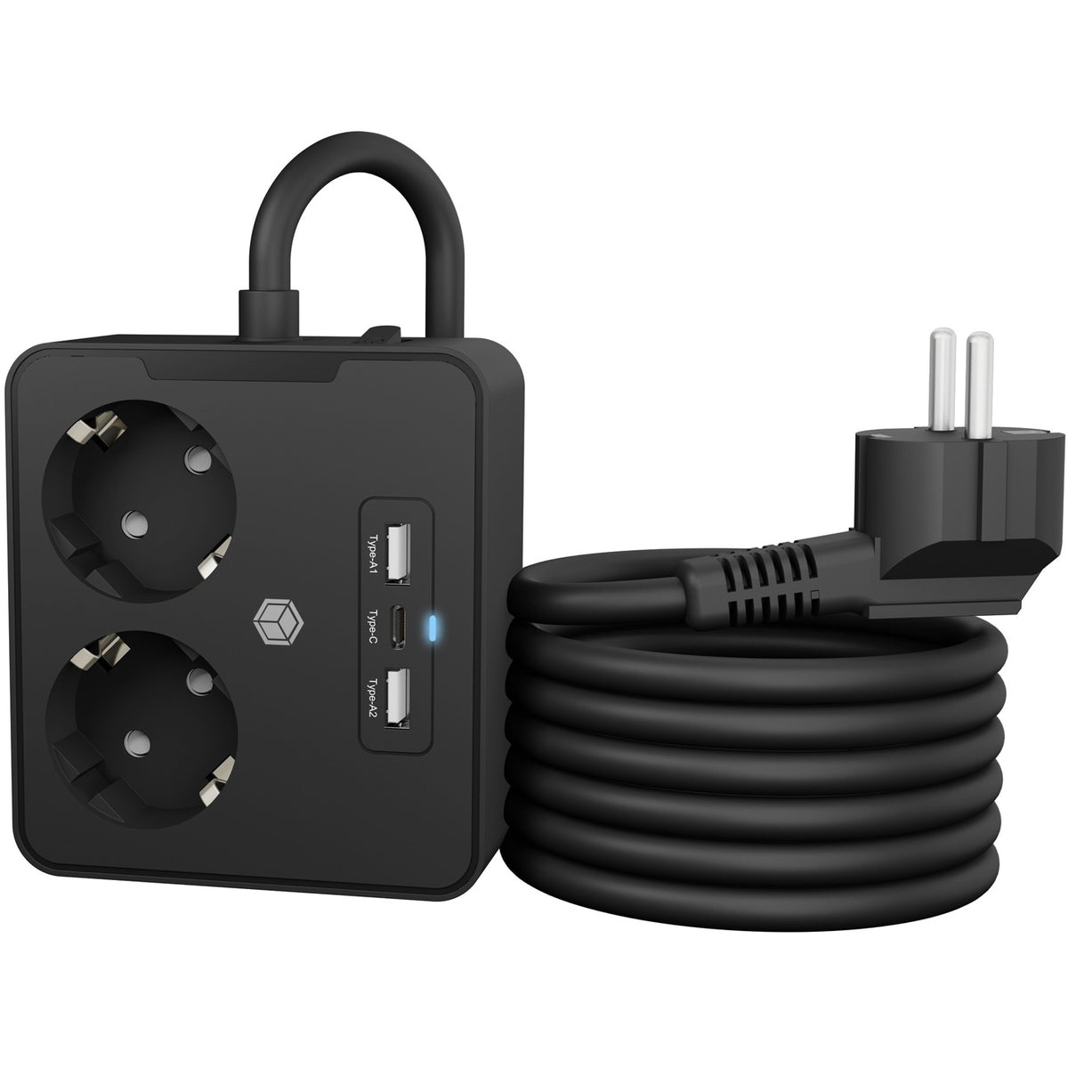 Steckdosenleiste Doppelsteckdose + 2x USB-Port ICY BOX Black