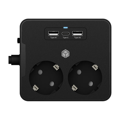 Steckdosenleiste Doppelsteckdose + 2x USB-Port ICY BOX Black