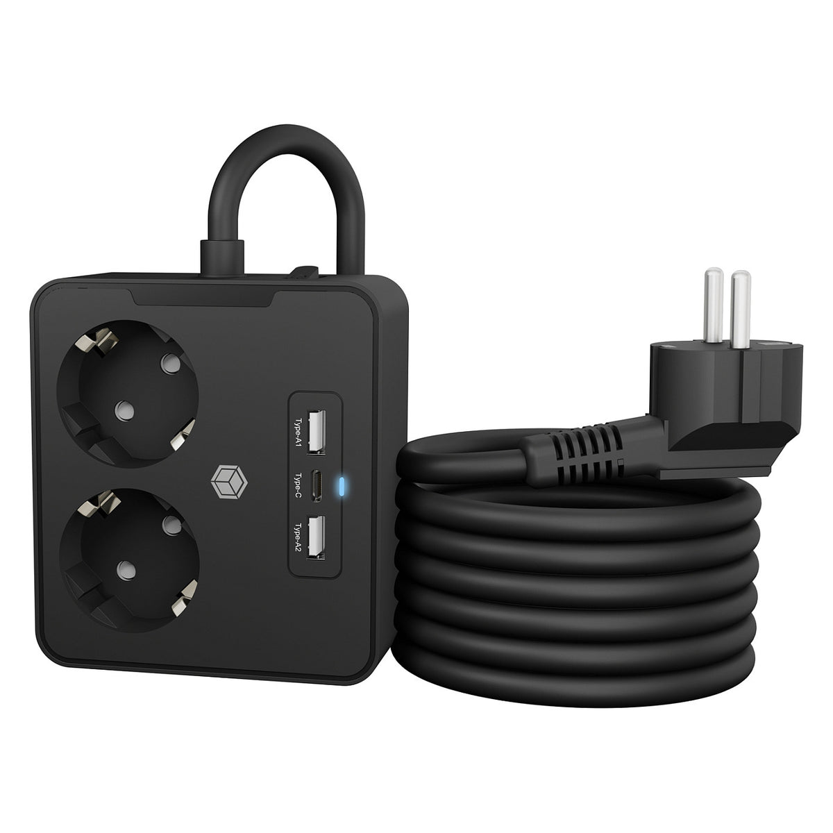 Steckdosenleiste Doppelsteckdose + 2x USB-Port ICY BOX Black