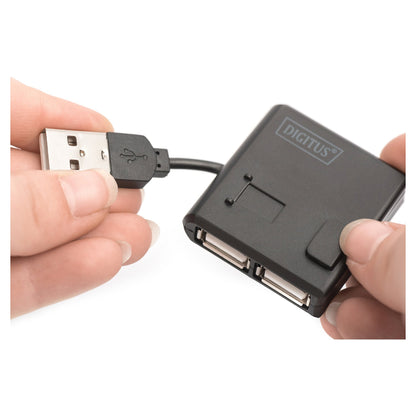 DIGITUS USB-Hub 4-Port 2.0->4xA2.0 integr. Kabel schwarz