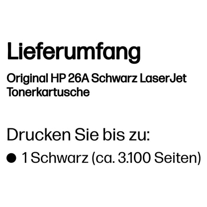 HP Toner 26A CF226A Schwarz bis zu 3.100 Seiten ISO/IEC 19752