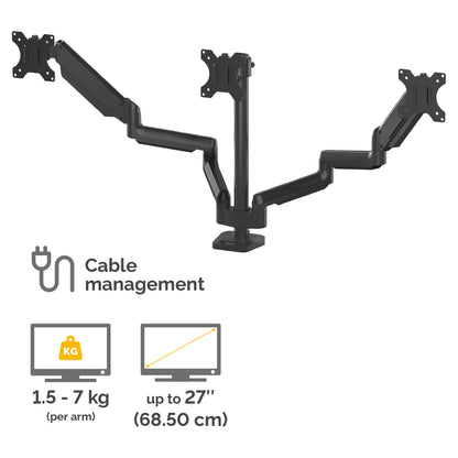 Fellowes Platinum Monitorarm dreifach inkl. 2x USB-A Port Schwarz