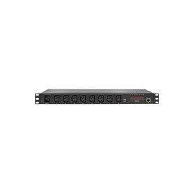 Steckdosenleiste 19" IP mit 8 Ausgängen sowie Schalt-, Mess- und Warnfunktion, 1 HE, schwarz LogiLink
