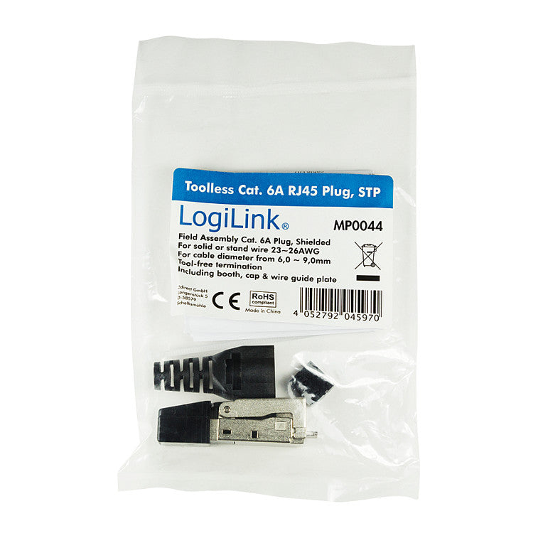 Feldkonfektionierbarer RJ45 Steckverbinder Cat.6A 10GE, geschirmt, EconLine LogiLink
