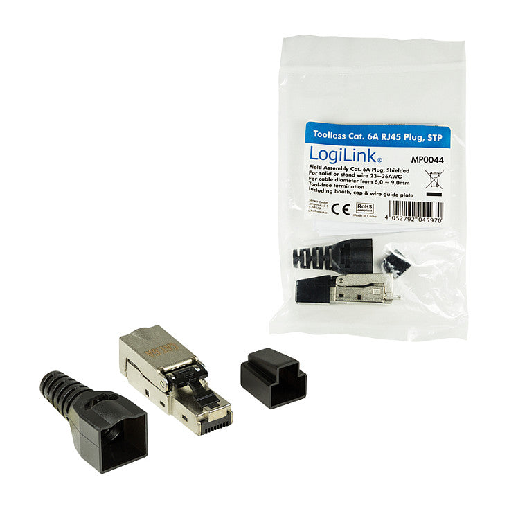 Feldkonfektionierbarer RJ45 Steckverbinder Cat.6A 10GE, geschirmt, EconLine LogiLink
