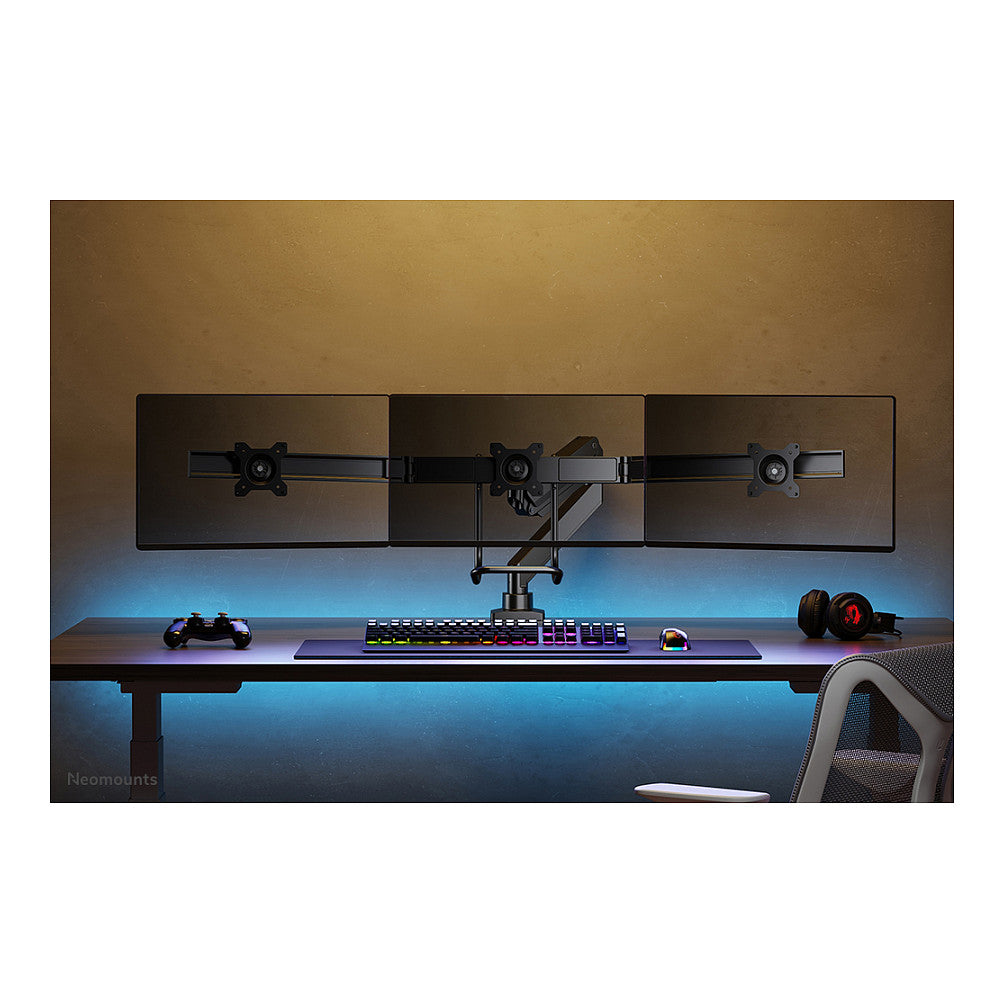 Neomounts NM-D775DX3BLACK Tischhalterung mit Tischhalterungsgriff für drei Flachbildschirme bis 27" (68,6 cm).