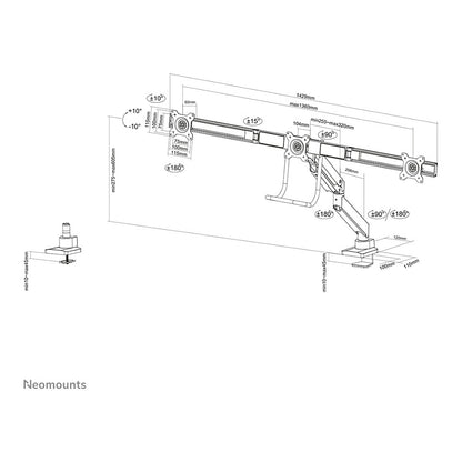 Neomounts NM-D775DX3BLACK Tischhalterung mit Tischhalterungsgriff für drei Flachbildschirme bis 27" (68,6 cm).