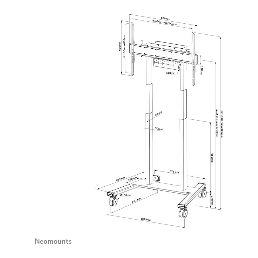Neomounts FL55-875WH1 motorisierter Bodenständer für 55-100" Bildschirme - Weiß