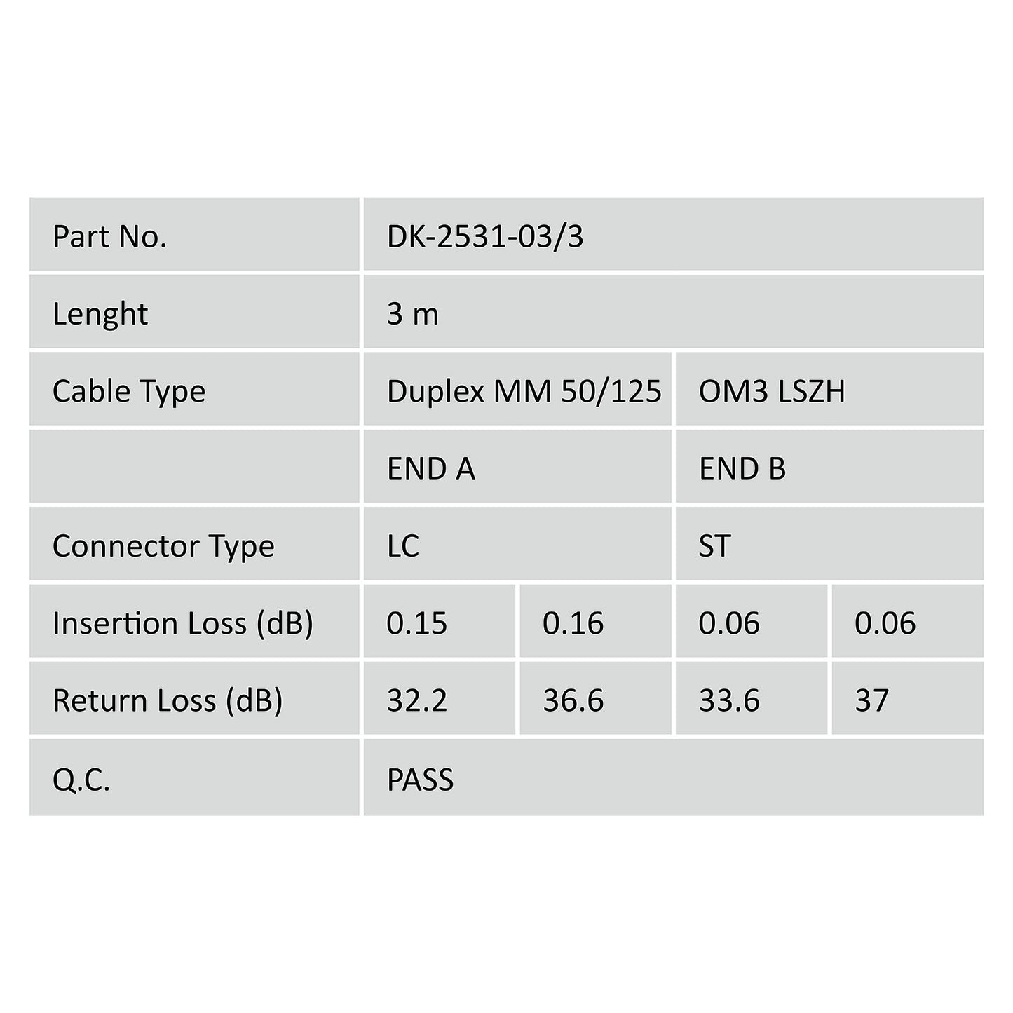 DIGITUS LWL Patchkabel LC -> ST 3.00m Multimode Duplex OM3
