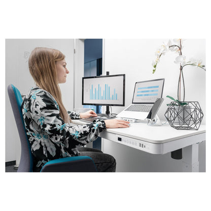 Schreibtisch elektrisch höhenverstellbar mit Schublade und USB-Ladestation 1200x600x120mm 50KG DIGITUS White