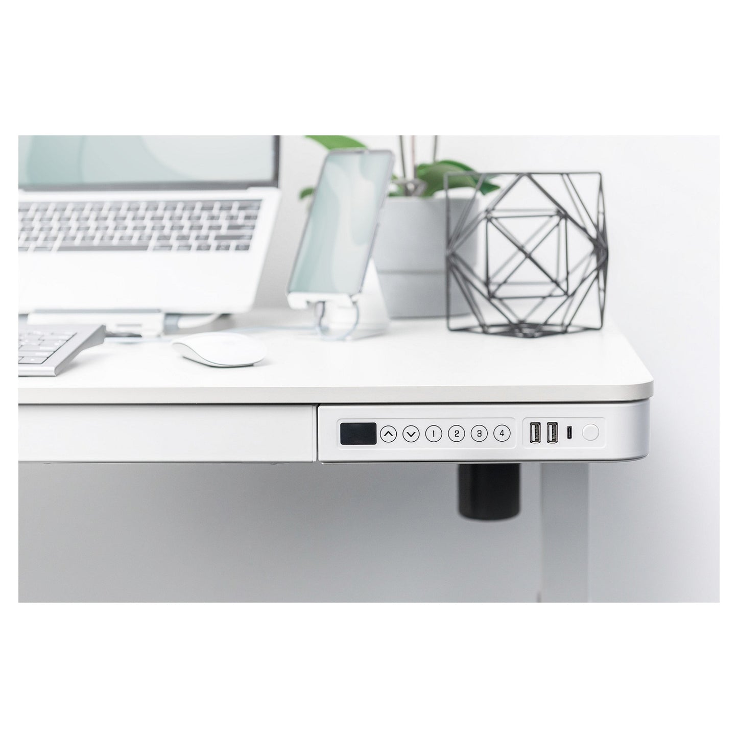 Schreibtisch elektrisch höhenverstellbar mit Schublade und USB-Ladestation 1200x600x120mm 50KG DIGITUS White