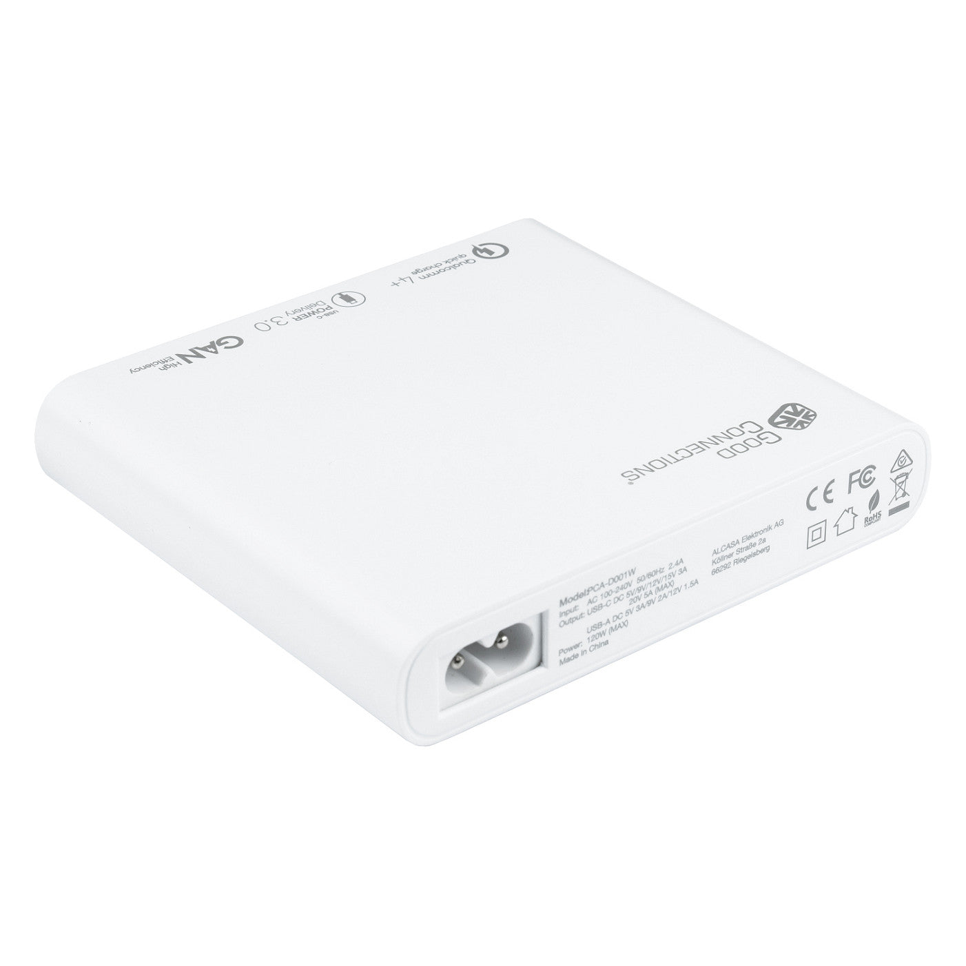GoodConnections USB Desktop Schnellladestation 120W 4-Port 2xUSB-C/2xUSB-A QC4.0 Weiß