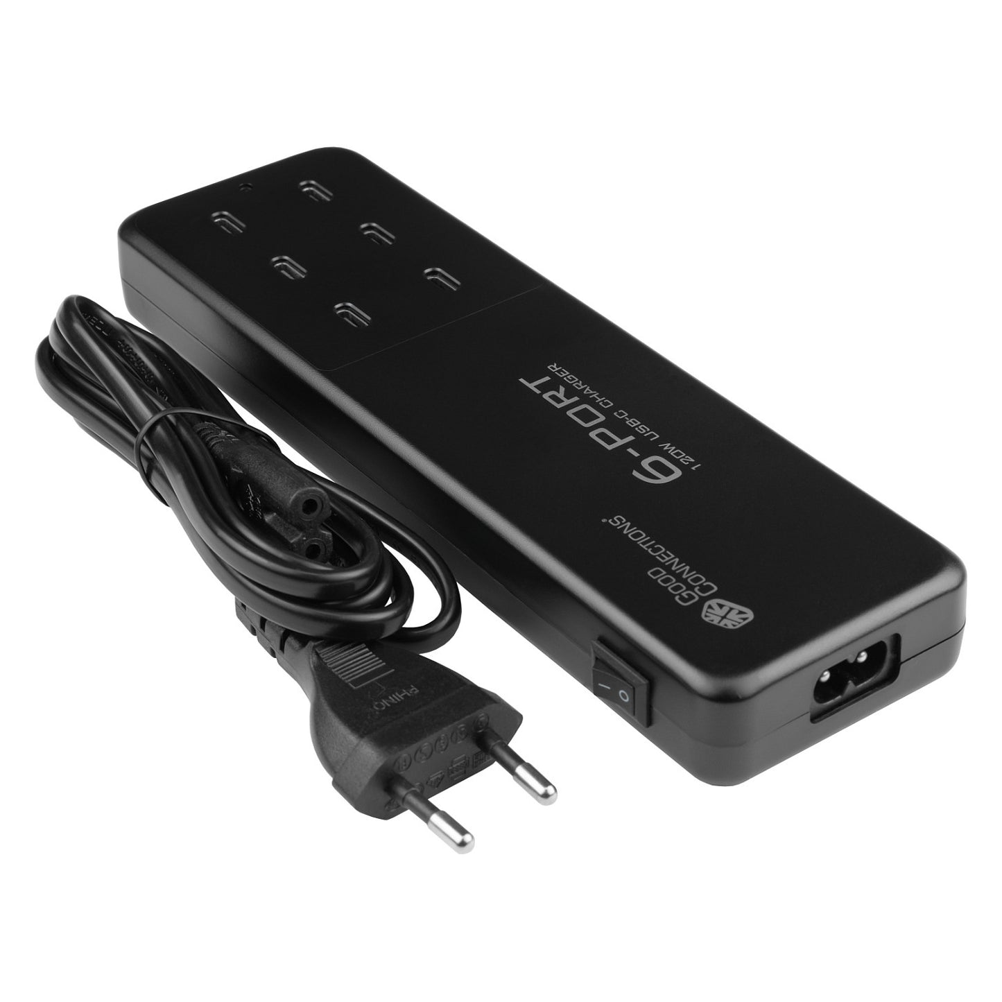 GoodConnections USB Desktop Schnellladestation 120W 6-Port USB-C QC4.0 Schwarz